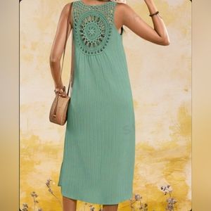 Crochet Back Tank Dress SIZE S-XL AVAILABLE NWT!!! Green